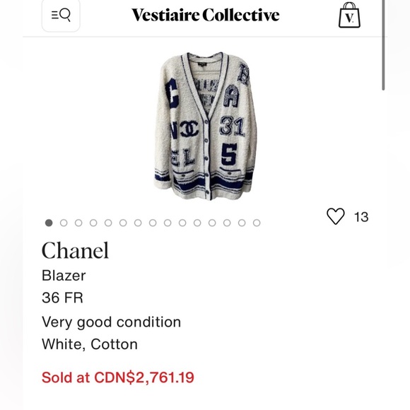 Chanel, Blazer Chanel Blanc taille 36 FR en
Coton - 54969750 - Picture 15 of 15